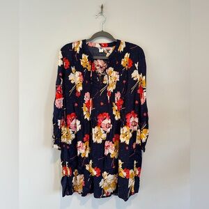 Floral Print Navy Dress